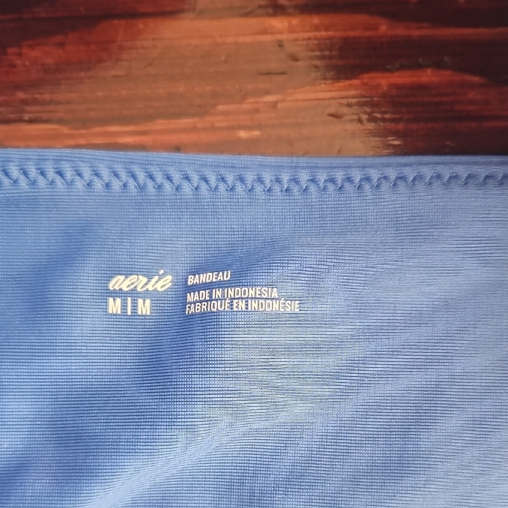 Aerie Blue Bandeau Bikini Top with One-Shoulder Strap - Picture 2 of 4